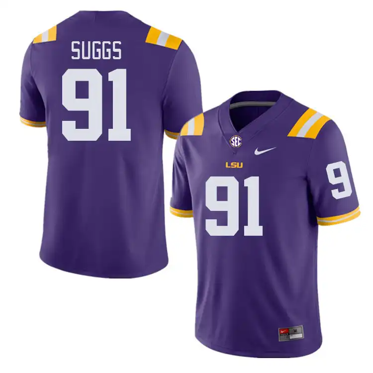 Men's LSU Tigers Jay'viar Suggs #91 Purple NCAA Football Jersey